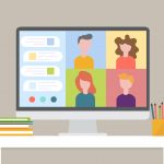 Smart working and video conference, vector illustration